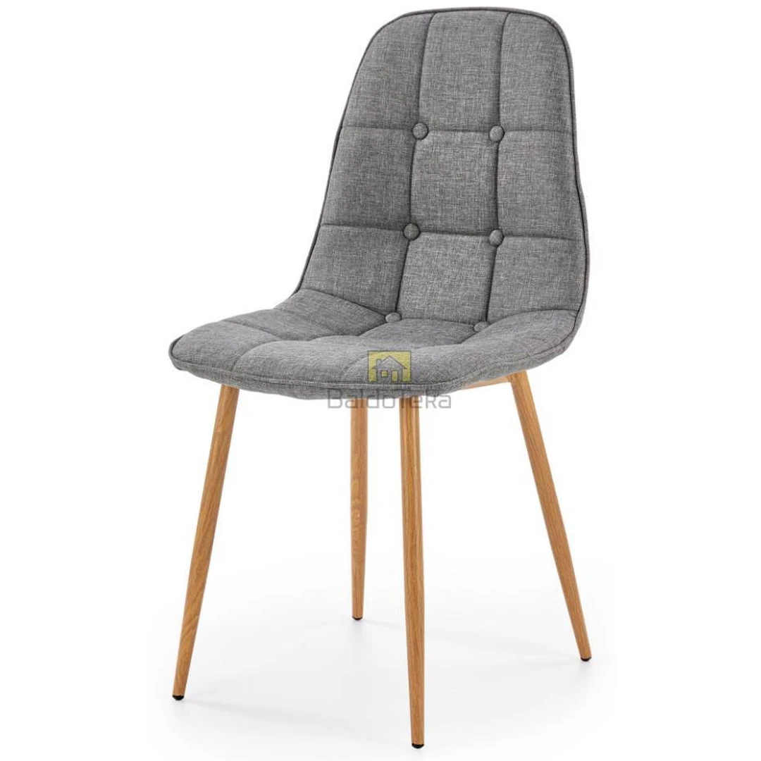 Elegantiškas gobeleno fotelis su metalo karkasu