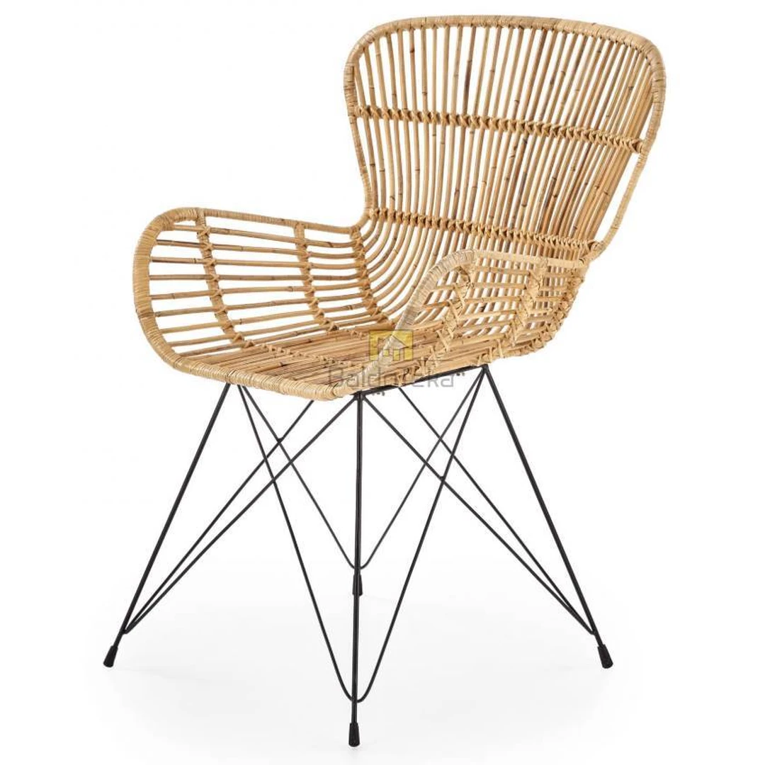 Natūralaus ratano ir dažyto metalo stalas 45-90/61/63 cm