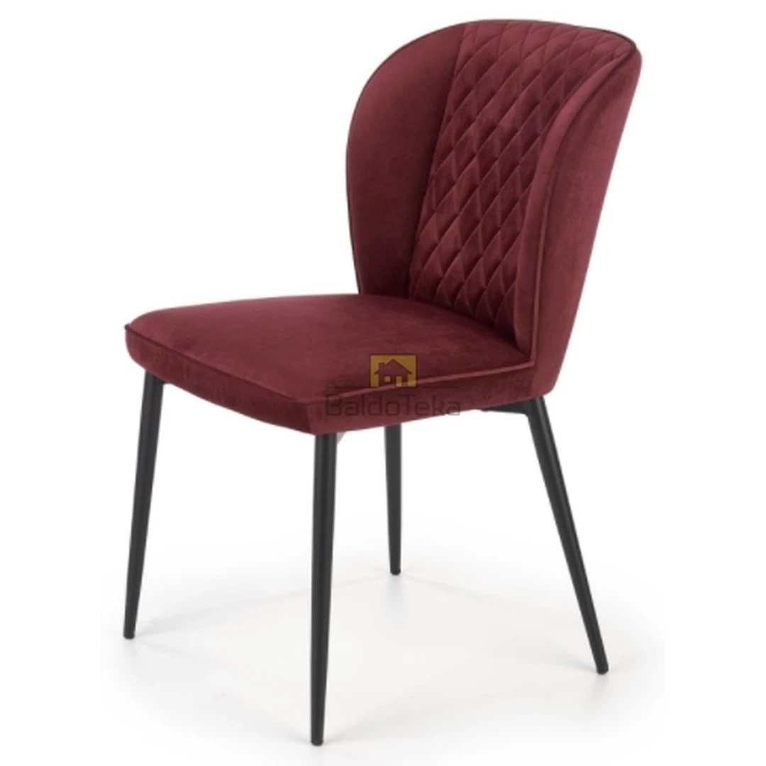 Madingas bordo/juodas fotelis su velvetiniu audiniu