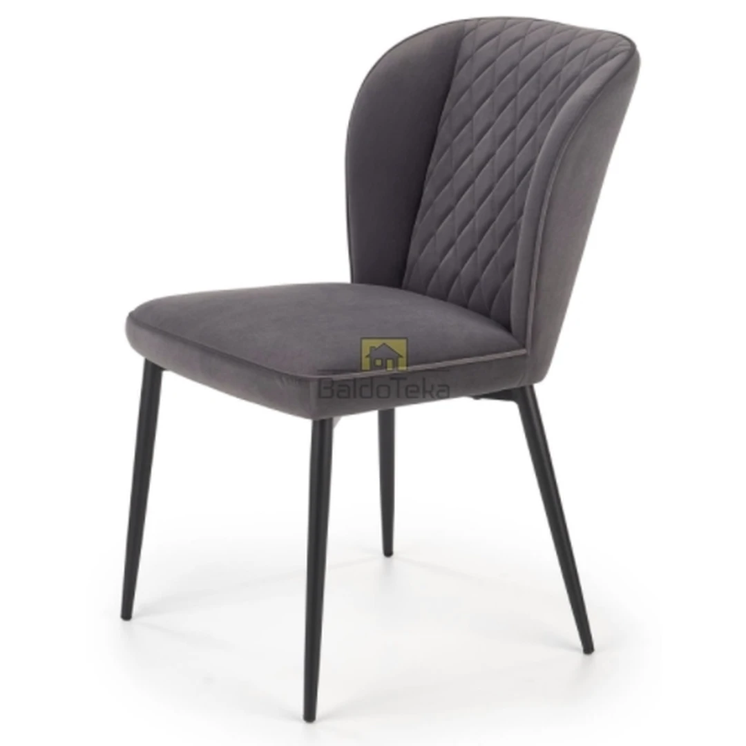 Ergonominė pilkos/juodos spalvos velvetinė kušetė su metaliniu karkasu