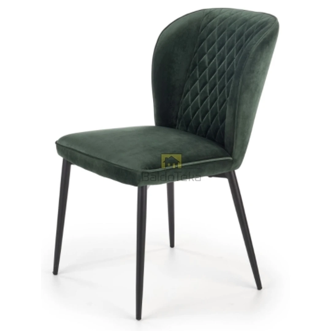 Madinga tamsiai žalia/juoda velvetinė kušetė su metalo karkasu