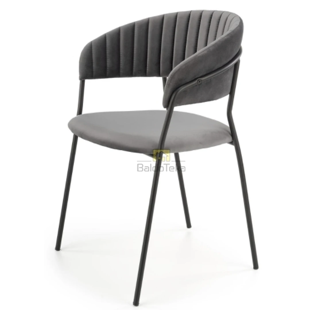 Ergonominė pilka veliūrinė kėdė su reguliuojama aukščiu