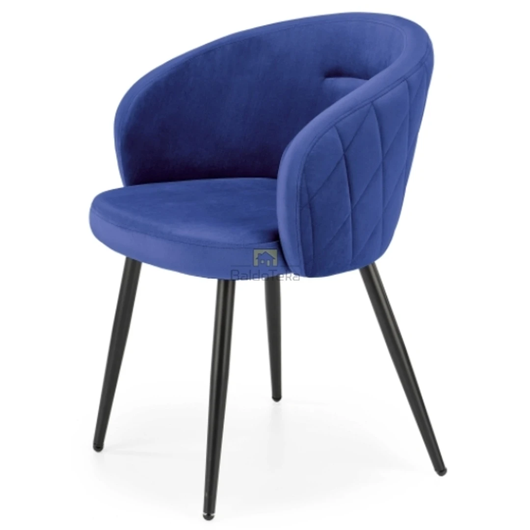 Ergonominė tamsiai mėlyna/juoda kėdė su veliūriniu audiniu ir plieno karkasu