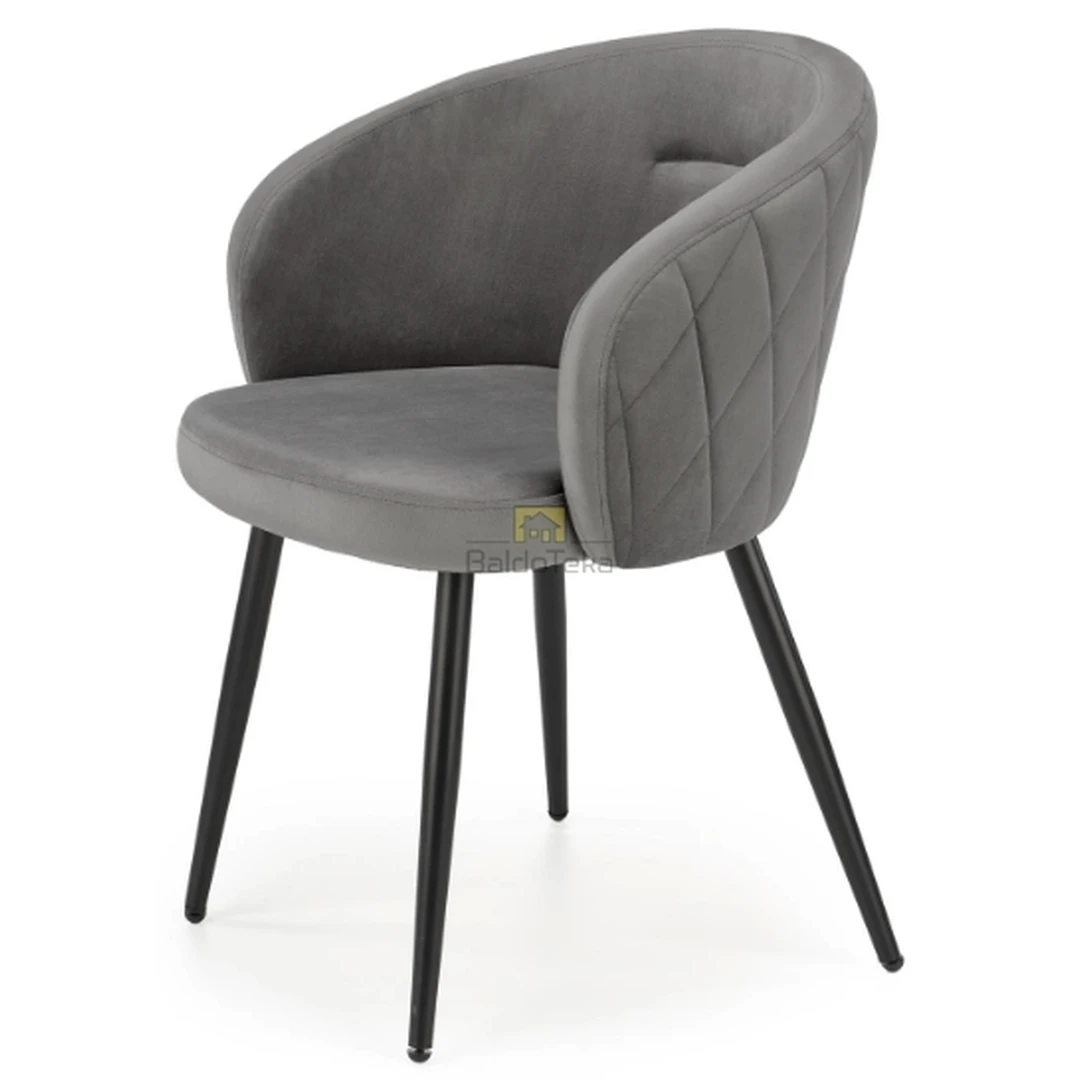 Madinga veliūrinė kėdė su plieniniu karkasu