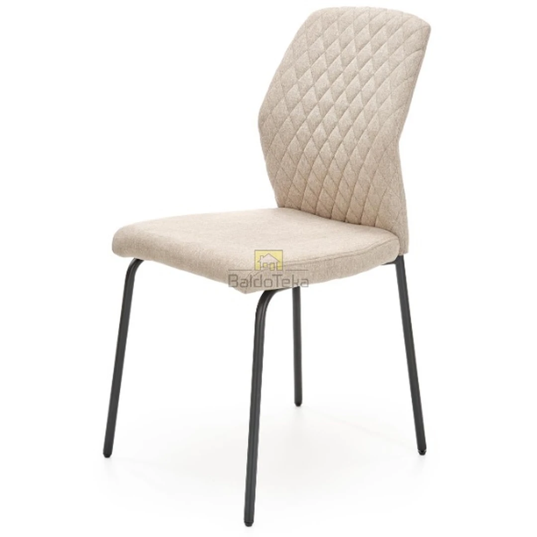 Elegantiškas gobeleno fotelis su dažytu plienu