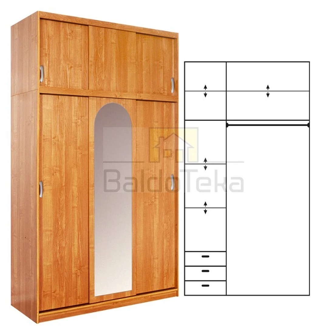 Šiuolaikiška spintelė su veidrodžiu, 150x240x61 cm