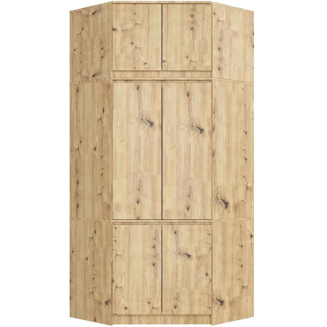 Kampinė drabužių spinta S100, 6 durys, rudos spalvos, 100 × 235 × 50 cm - Spintos, spintelės