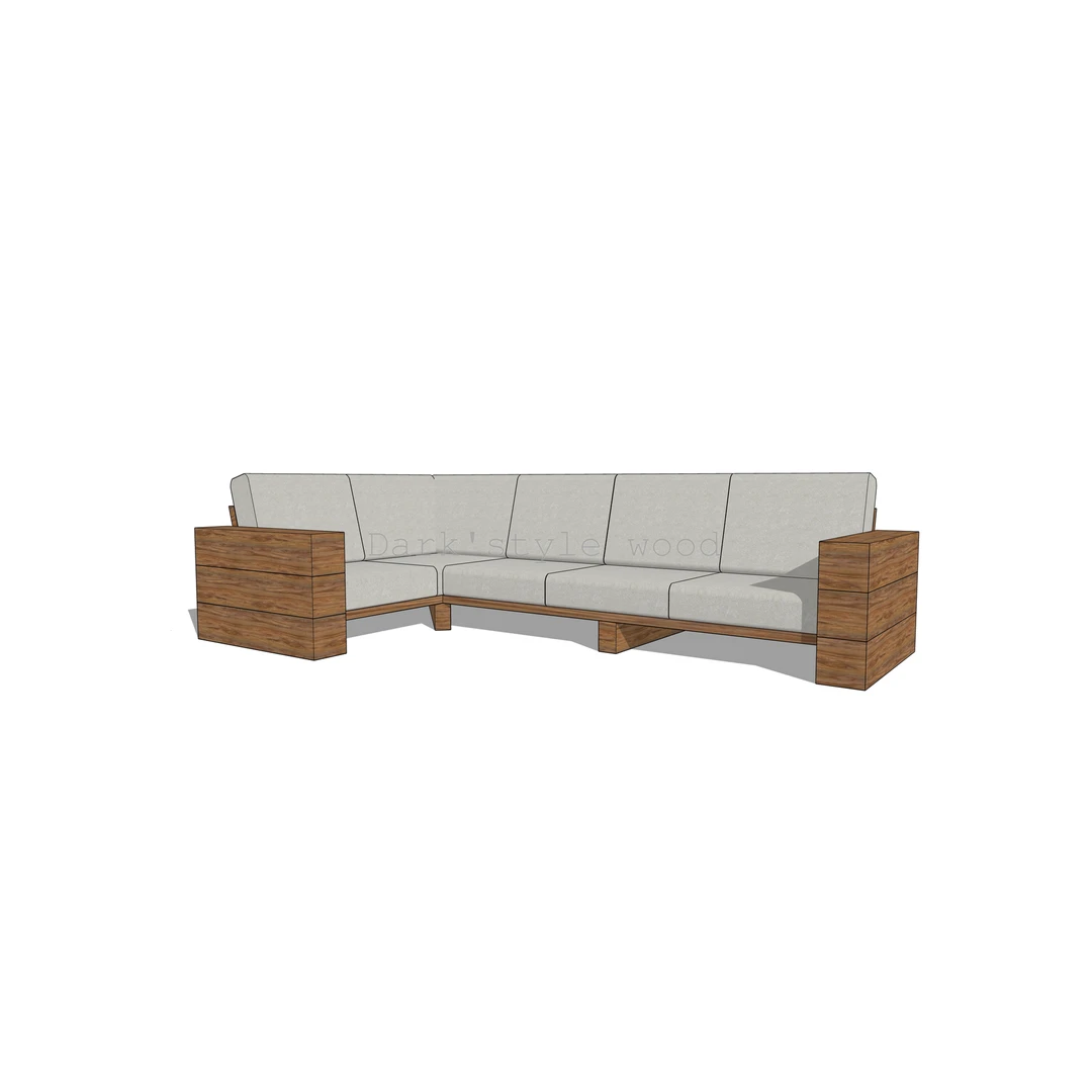 Kampinė lauko sofa 1.65m x 2.85m, deginta mediena ¦ TIMBER - Foteliai, sofos