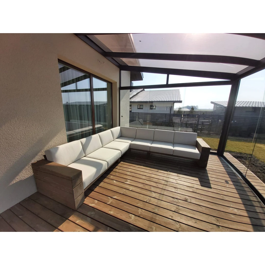 7-vietė kampinė lauko sofa 2.85m x 2.85m