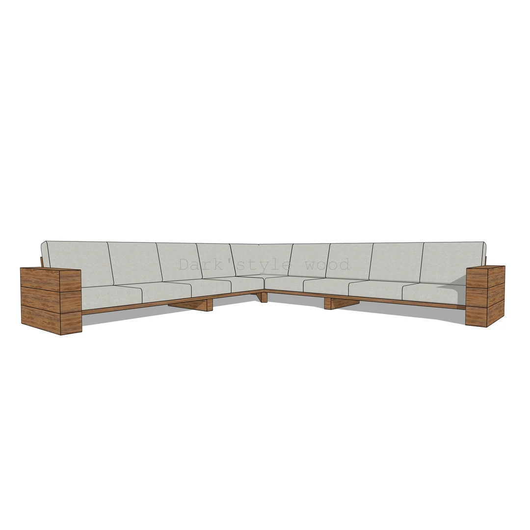 Kampinė lauko sofa 3.45m x 3.45m ¦ TIMBER - Foteliai, sofos