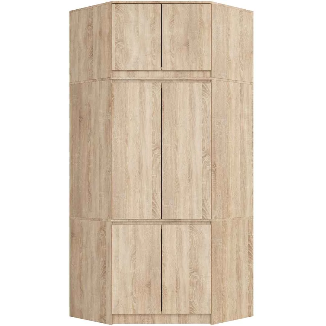 Kampinė spinta AkordV2 S100, 6 durys, rudos spalvos, 100 × 235 × 50 cm - Spintos, spintelės