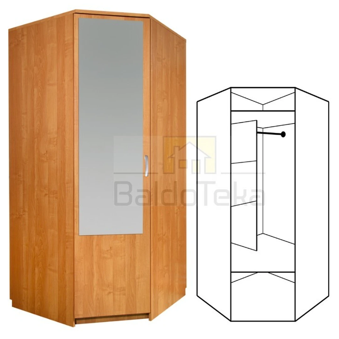 Ergonominė spintelė su veidrodžiu, 96x200x96 cm