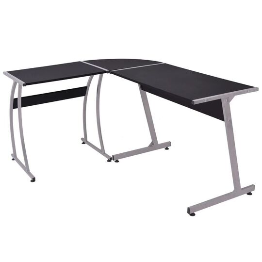 Kampinis rašomasis stalas, L formos, juodas - Darbo stalai