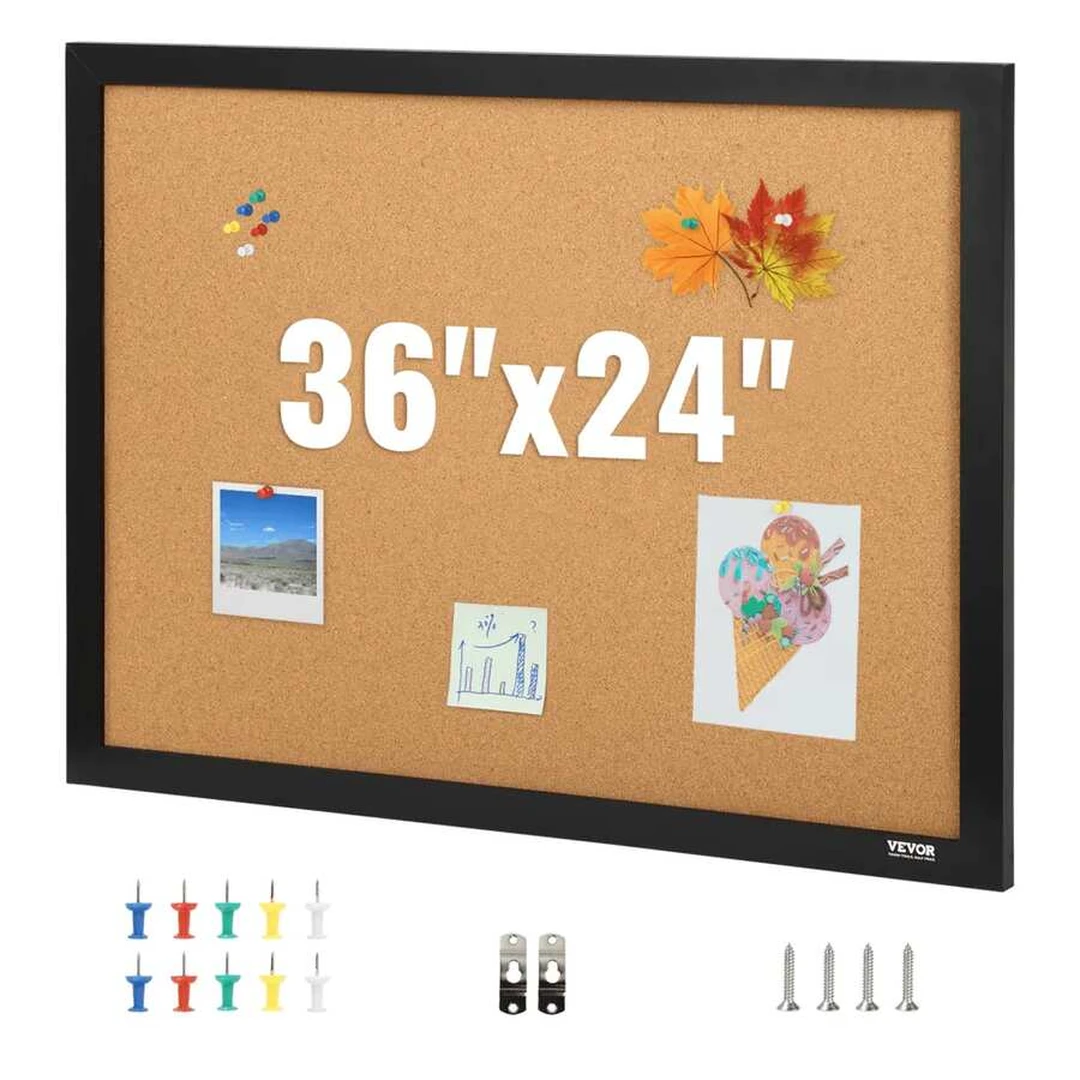 Kamštinė lenta 36x24 colių su MDF rėmeliu ir 10 smeigtukų - Dekoracijos