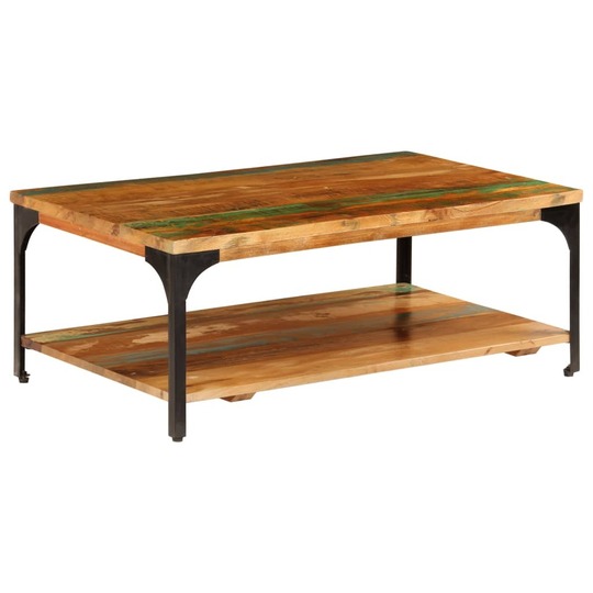 Kavos stalas su lentyna, 100x60x35cm, perdirbtos medienos - Žurnaliniai (kavos) staliukai