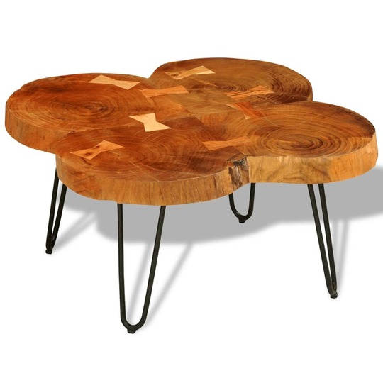 Kavos staliukas, 35 cm, 4 kamienai, masyvi akacijos mediena - Žurnaliniai (kavos) staliukai