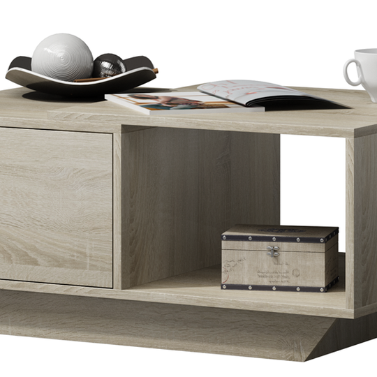 Modernus kavos staliukas su papildoma lenta ir rakinamu skyriumi