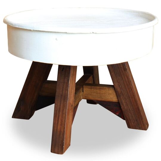 Kavos staliukas, baltos sp., 60x45cm, perdirbtos med. masyvas - Žurnaliniai (kavos) staliukai