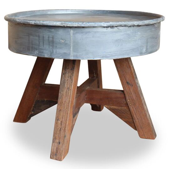Kavos staliukas, perdirbta mediena, 60x45cm, sidabrinis - Žurnaliniai (kavos) staliukai