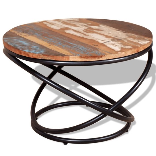 Kavos staliukas, perdirbtos medienos masyvas, 60x60x40 cm - Žurnaliniai (kavos) staliukai