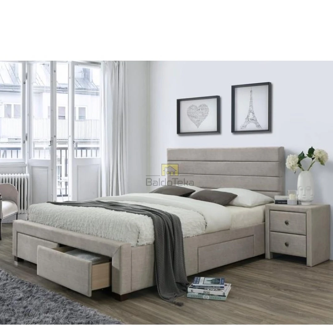 Ergonominė lova su grotelėmis ir stalčiais