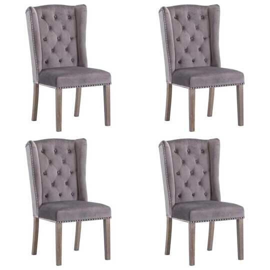 Kėdės, 4vnt., pilkos spalvos, aksomas - Kėdės