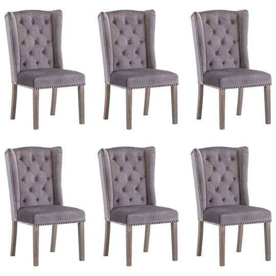 Kėdės, 6vnt., pilkos spalvos aksomas - Kėdės