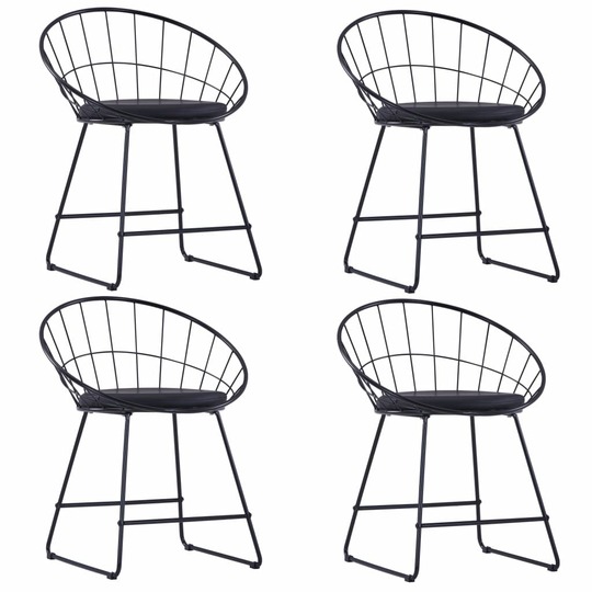 Kėdės su dirbtinės odos sėdynėmis, 4vnt., juodos, plienas - Kėdės