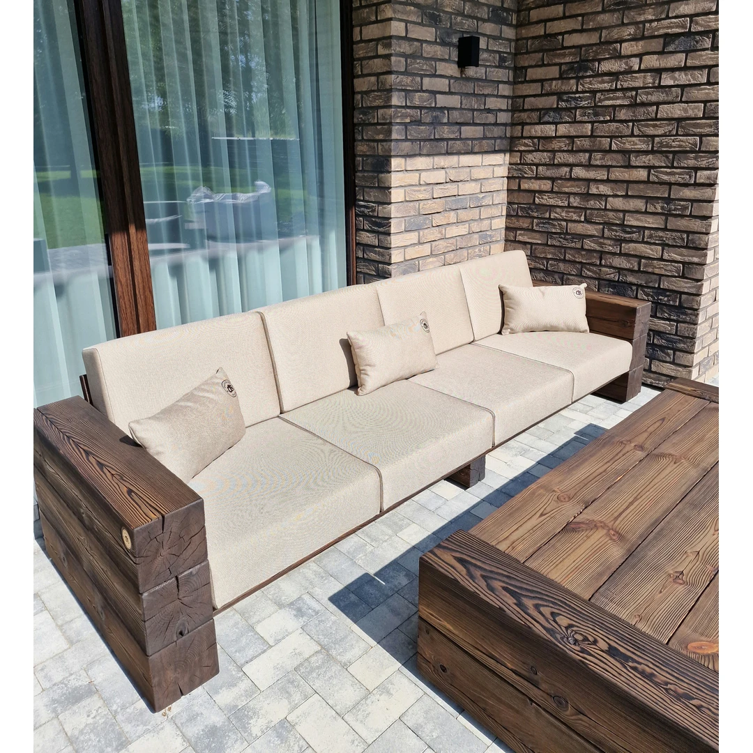 Keturvietė lauko sofa, deginta mediena ¦ TIMBER - Foteliai, sofos