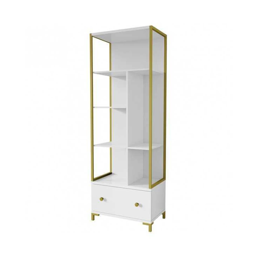 Šiuolaikiška balta spintelė su metalinėmis kojomis