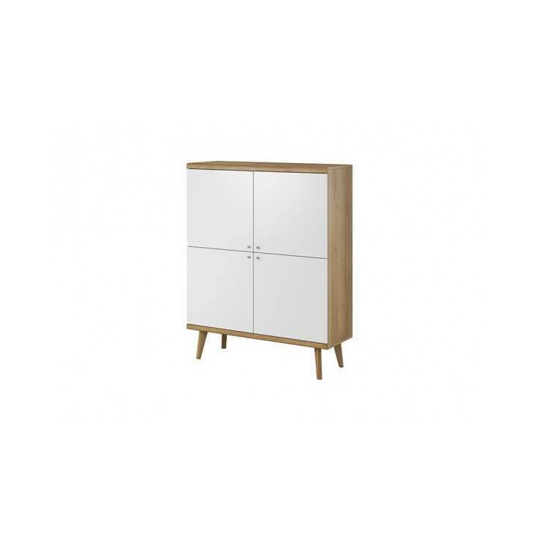 Stylinga balta komoda su ąžuolo Riviera dekoro elementais