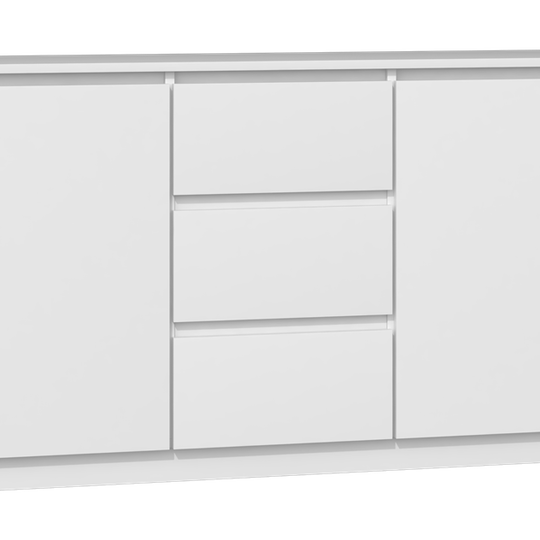 2 durų, 3 stalčių balta komoda iš MDP