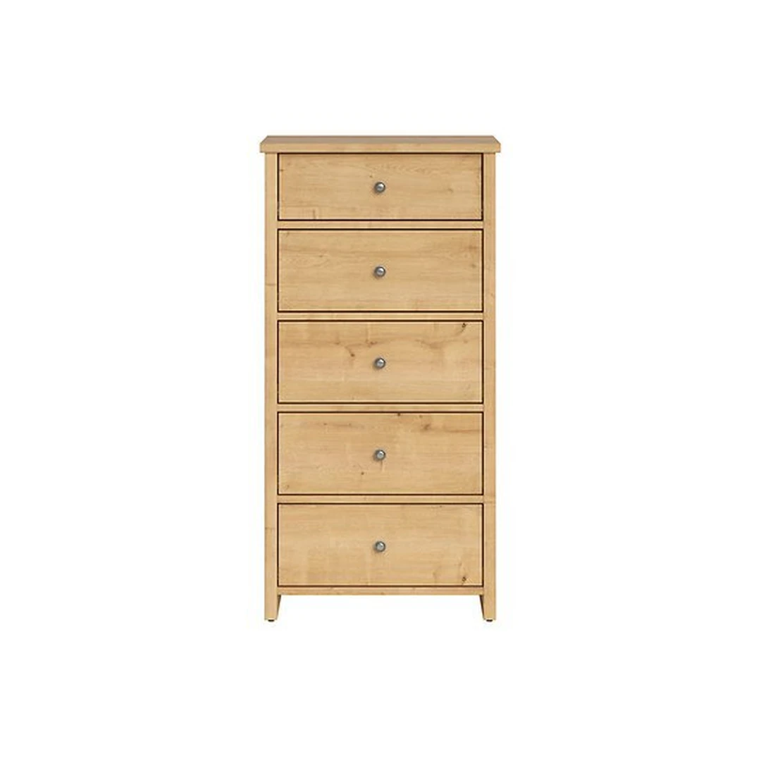 Moderni „Porto“ komoda su 5 stalčiais ir dviem spalvų parinktimis