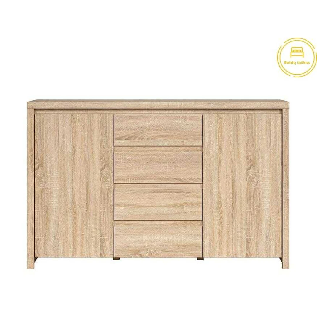 Moderni komoda su talpiais stalčiais ir lentynomis