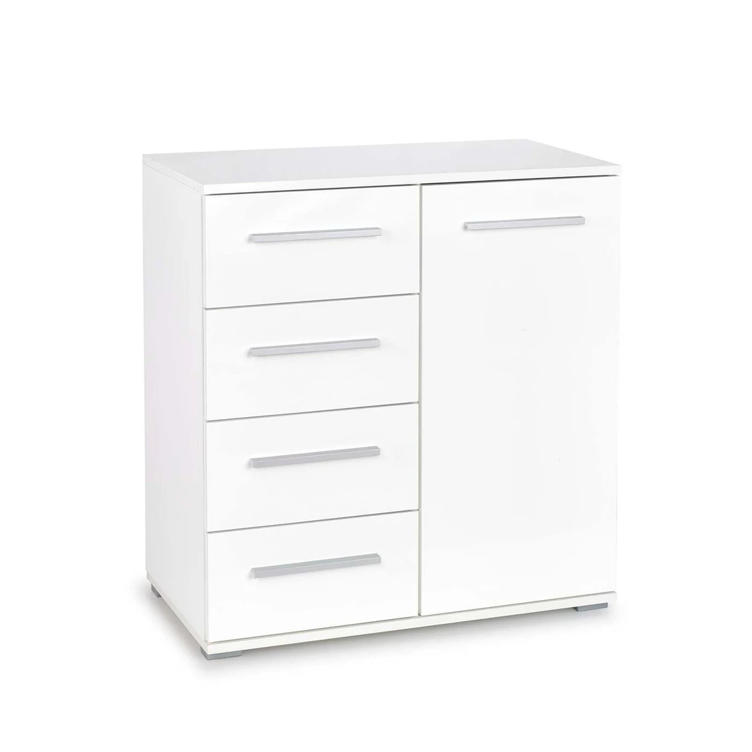 Moderni balta spintelė su blizgiu apdailu