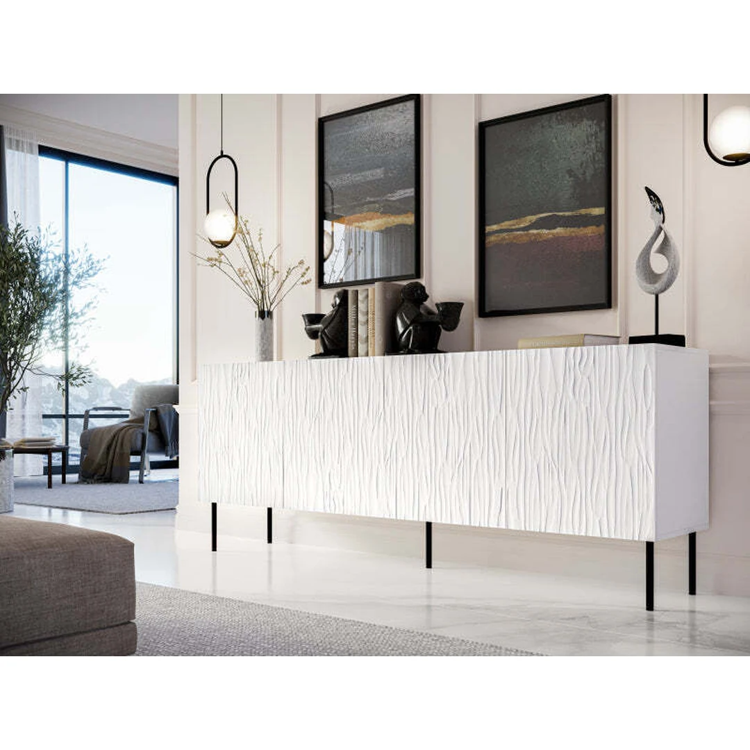 Elegantiška spinta su matiniu laminuotu korpusu ir folijos priekiu