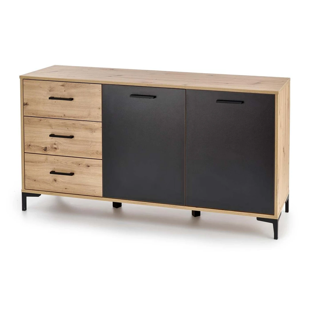 Moderni komoda amatinis ąžuolas ir juoda spalva