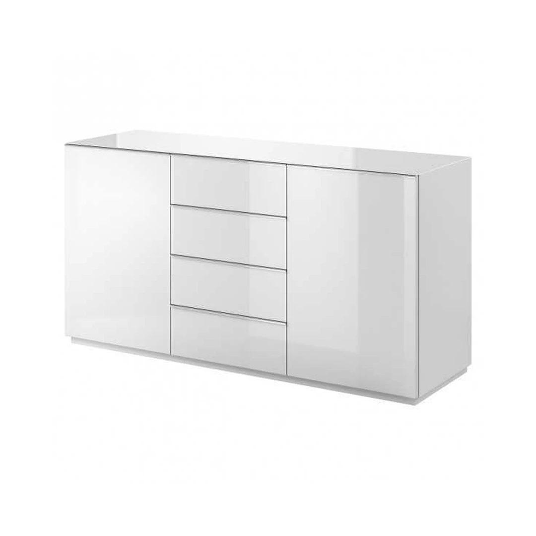 Šiuolaikiška baltos spalvos spinta su stiklo įterpiais