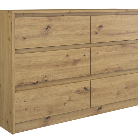 Ergonomiška 6 stalčių komoda rudos spalvos