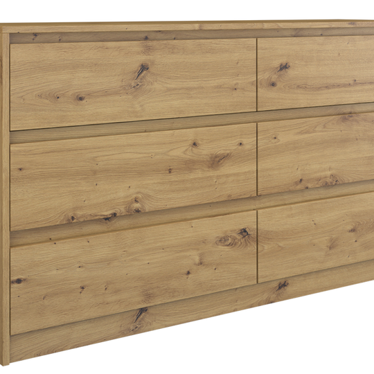 Ergonomiška 6 stalčių komoda rudos spalvos