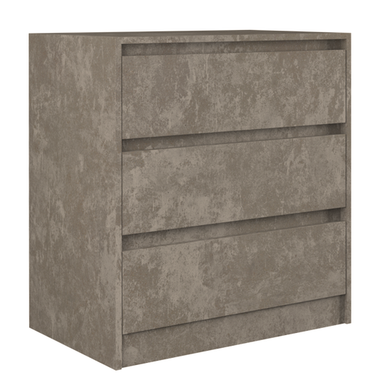 Pilka trijų stalčių komoda - moderni ir patvari