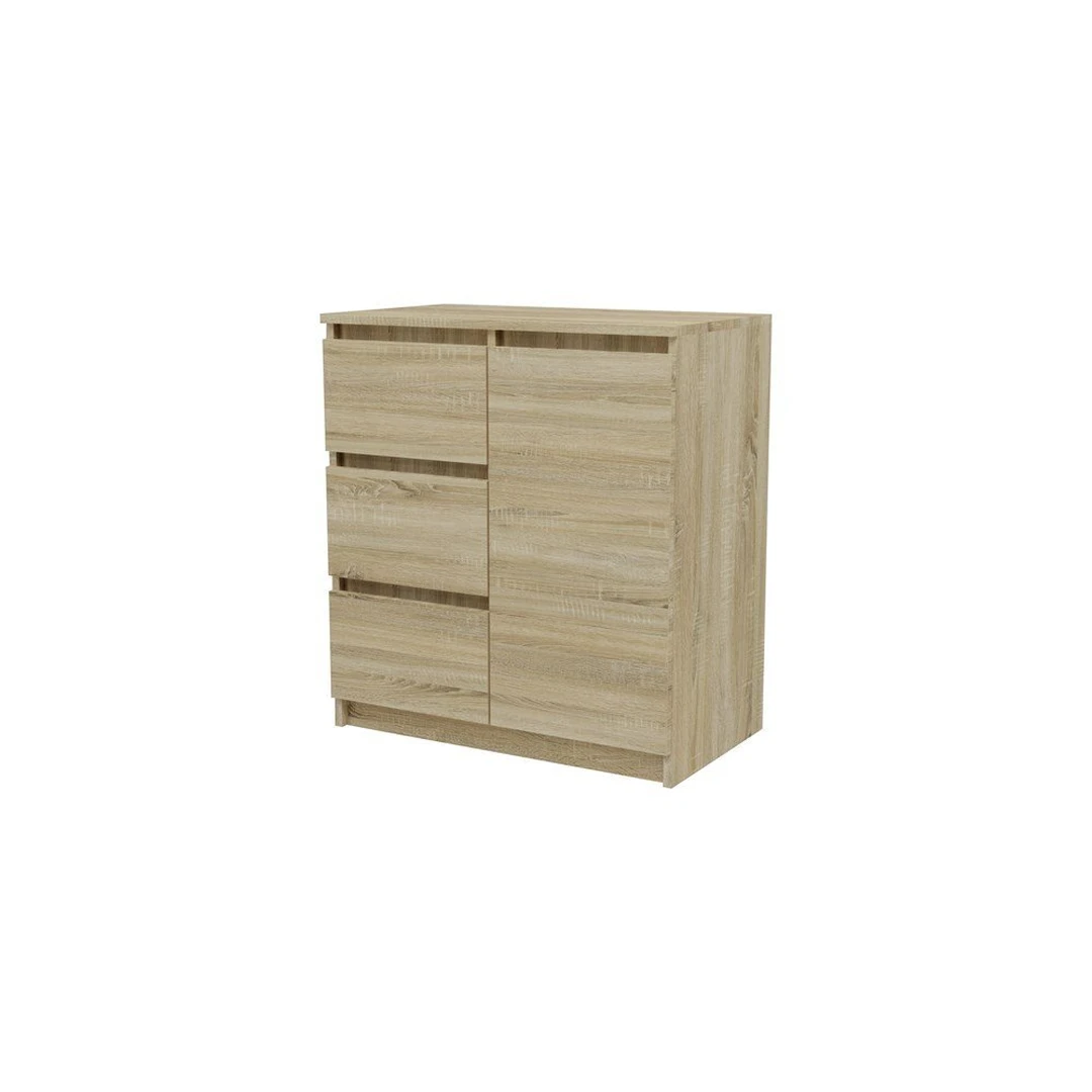 Moderni 1-durelių ir 3-stalčių komoda su ABS kraštų apdaila