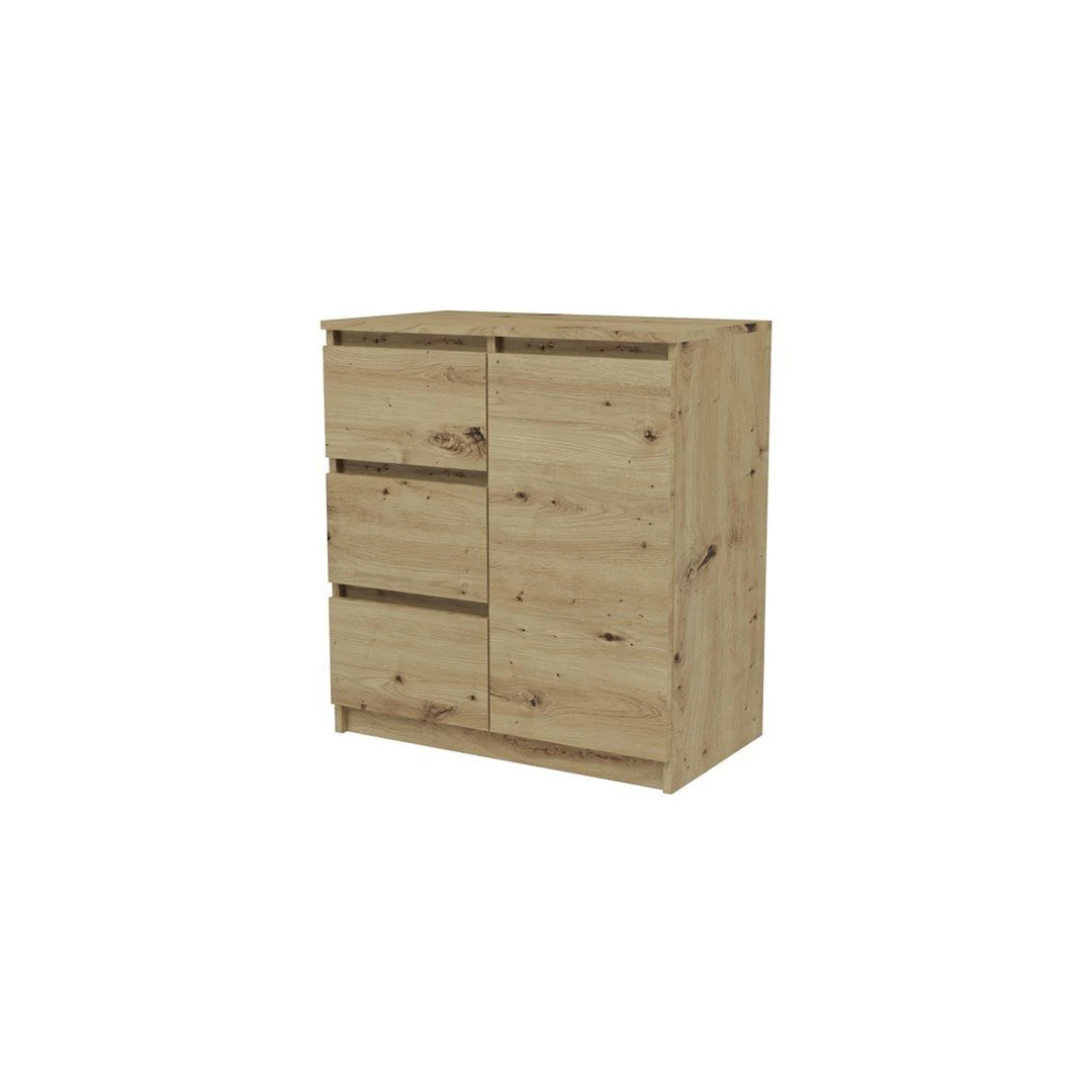 Moderni 1-durelė ir 3-stalčių komoda su ABS kraštų apdaila