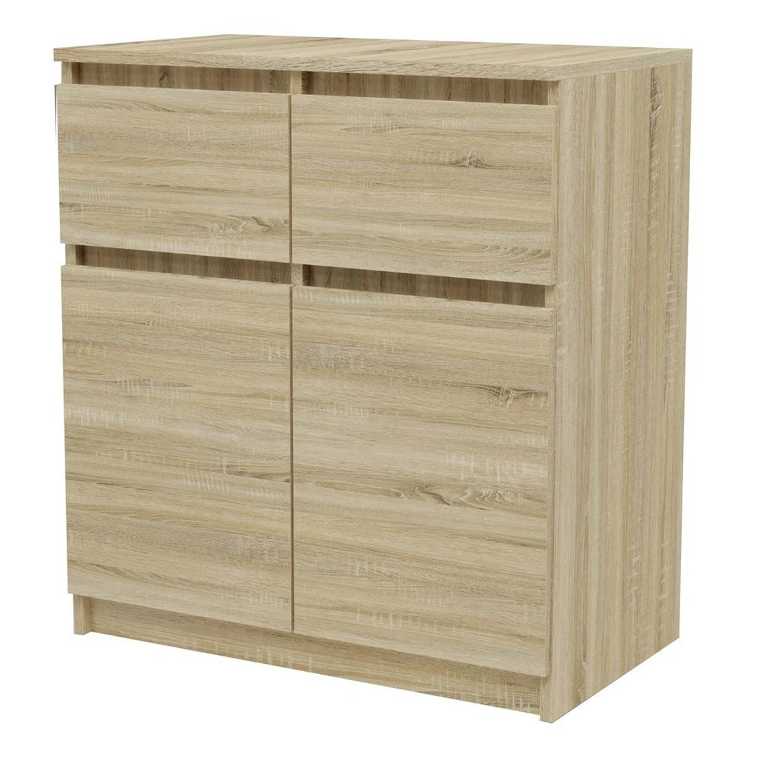 2-durų komoda su 2 stalčiais, sonoma ąžuolo spalva