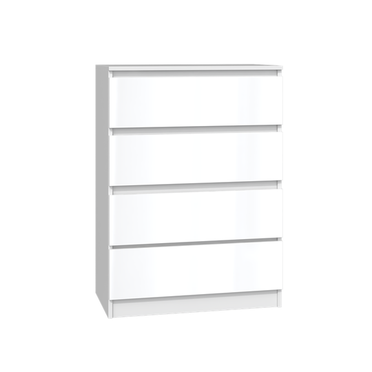 Moderni keturių stalčių komoda balta