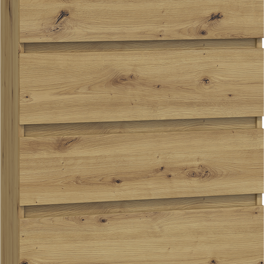 Ergonomiška keturių stalčių komoda rudos spalvos