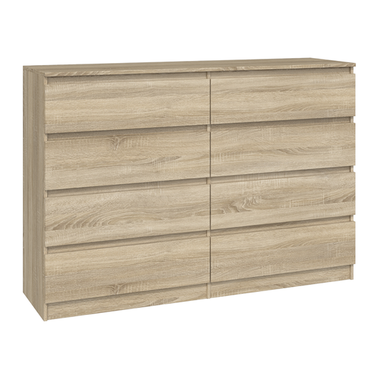 Aštuonių stalčių komoda ąžuolo spalvos