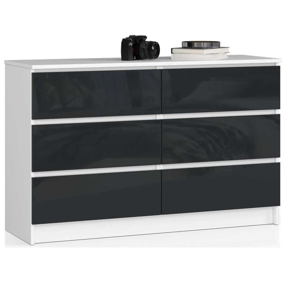 Moderni balta komoda su blizgiu grafito fasada
