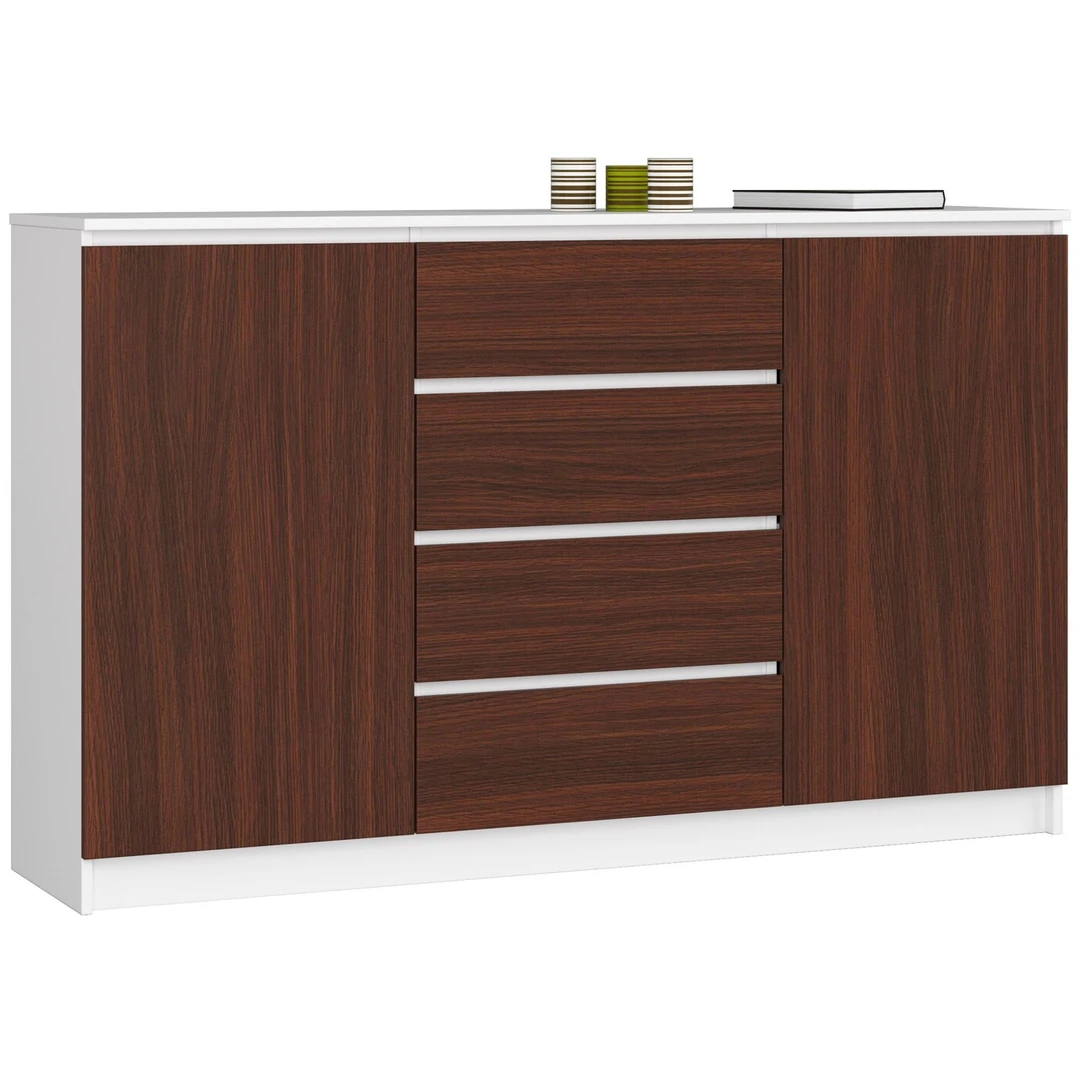 Komoda K 160 cm su 2 durelėmis ir 4 stalčiais