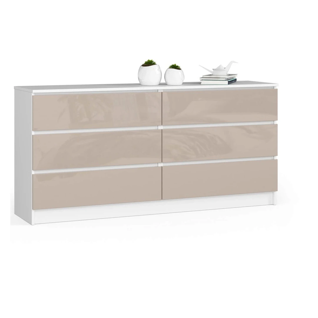 Moderni komoda su kapučino dekoru ir blizgiu akrilu